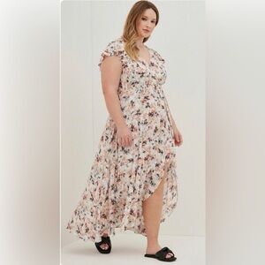 Torrid Maxi Gauze Walk-Through Romper Dress Boho Floral Chic Plus Size 2X